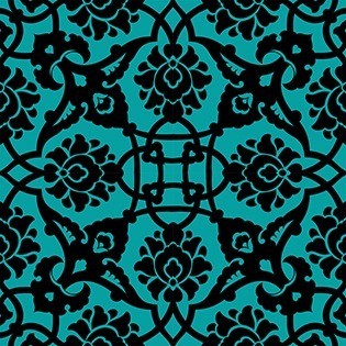 20x20 cm Çini Karo P-83 Siyah Turkuaz